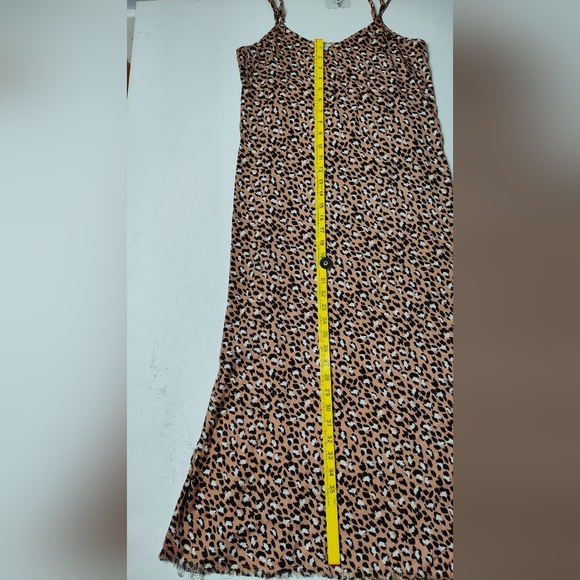 Aerie Dress Leopard Print Maxi Dress Size Small Double Slit, Fringe Hem‎ - Picture 9 of 10